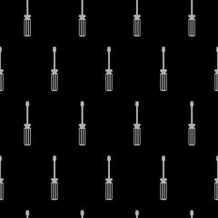 Screwdriver icon isolated seamless pattern on black background.