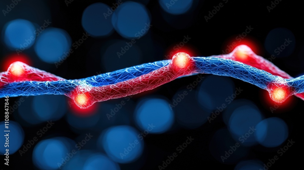 Poster futuristic glowing neural network mesh grid abstract science background