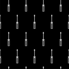 Screwdriver icon isolated seamless pattern on black background.