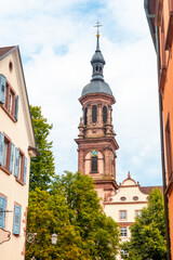 Tower of St. Mary's Church in the old town of Gengenbach in the Black Forest, Germany