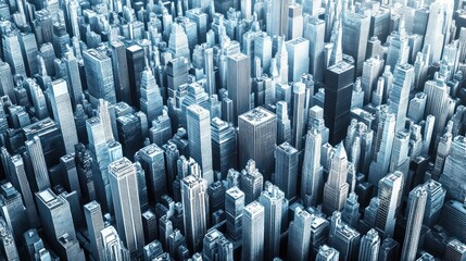 Obraz premium Aerial view of bustling cityscape with skyscrapers
