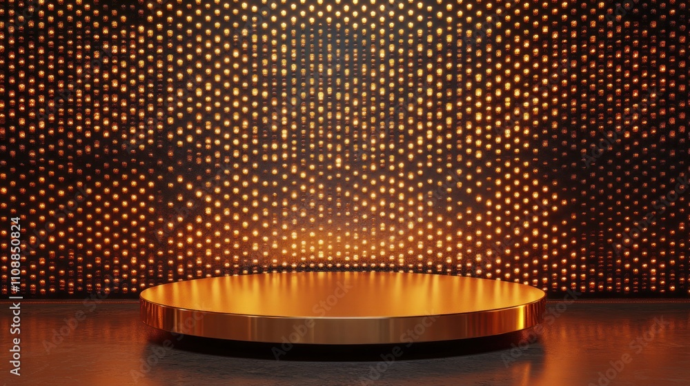 Poster circular stage with illuminated backdrop for presentations
