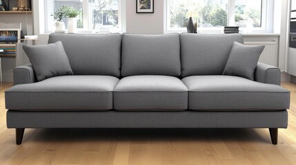 Fototapeta premium Modern sofa design in a bright living room home decor contemporary style cozy atmosphere