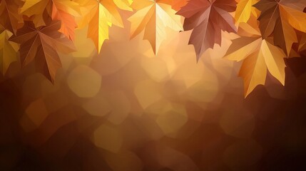 Obraz premium Autumn Leaves Abstract Background Warm Fall Colors Geometric Maple Design