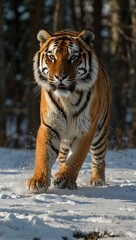 Obraz premium Siberian tiger hunting prey.