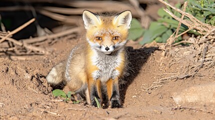 Red Fox Kit  Curious  Den  Wildlife  Nature  Golden Hour  Mammal  Animal Portrait  Young F