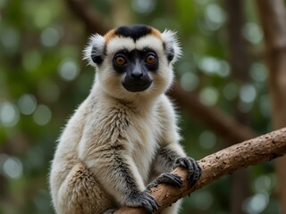 Fototapeta premium Sifaka lemur in Madagascar's natural habitat.