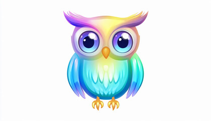 Naklejka premium Colorful cartoon owl illustration with vibrant patterns