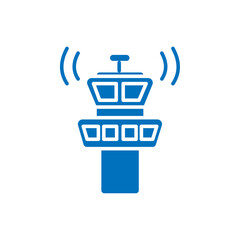 Flight control tower icon Thin line illustration set