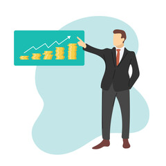 Modern flat design business growth presentation concept. Trendy style vector illustration