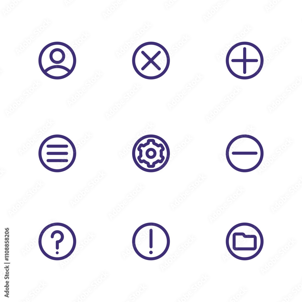 Poster minimalist and simple line icons set. outline isolated user interface elements. editable stroke. vec