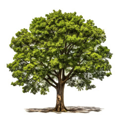 Lush green tree isolated on white.