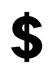 Obraz premium A black and white icon of a dollar sign on a white background