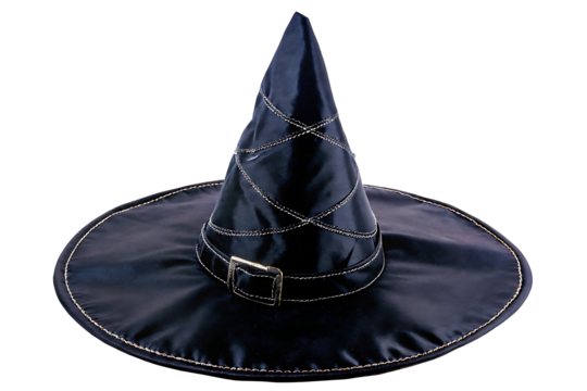 Black halloween witch hat isolated on transparent background.AI GENERATED