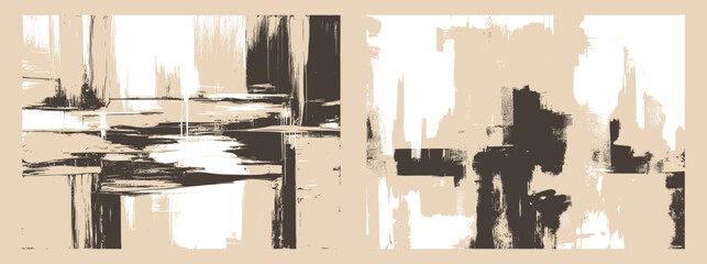 Paint on canvas beige and sepia texture backgrounds, modern abstract backdrop designs. Rough textured brush strokes painting, vector artwork