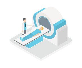 Isometric 3D vector illustration MRI scanner for patients.