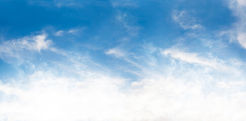 Sky Blue,Cloud Background,Horizon Summer Clear Sky over beach, landscape nature sunrise in Winter,Spring panorama banner white clouds over blue ocean,Sunset landscape . Blue gradient background

