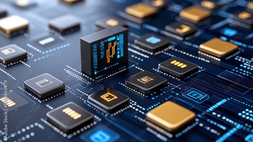 Aufkleber abstract digital technology background circuit board data processing network server c