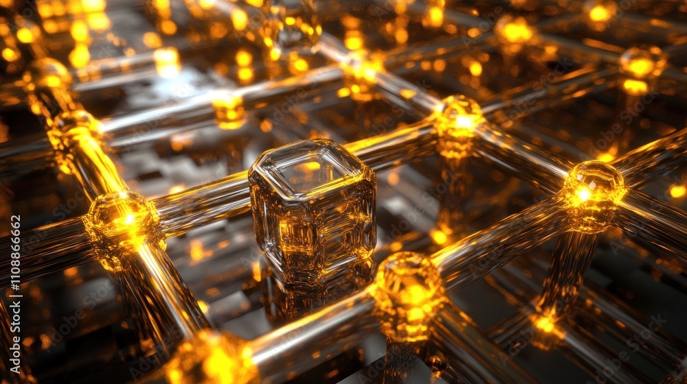 Aufkleber abstract representation of a crystalline structure with glowing elements
