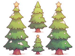 Fototapeta premium Christmas Tree Illustration Set