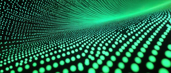 Fototapeta premium Abstract green digital pattern with flowing dots 