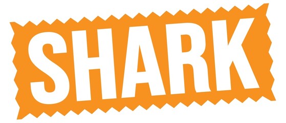 SHARK text written on orange stamp sign.