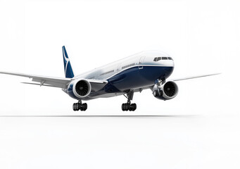 Fototapeta premium passenger aircraft taking off with detailed design and flat shadow effect on plain background