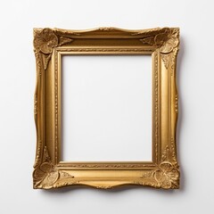 Elegant gold picture frame on white background