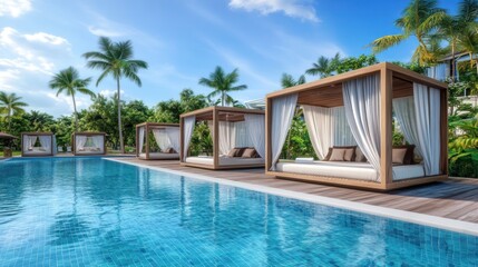 Tranquil Poolside Cabanas Offer Luxurious Relaxation