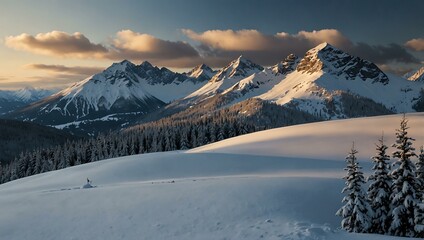 Snow-capped Canadian mountains in winter.