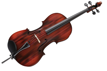 Beautiful wooden violin with intricate craftsmanship displayed on a white background