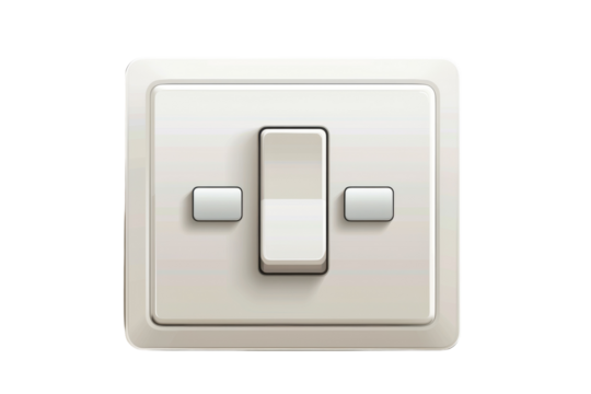 Light switch panel with multiple toggle options in a modern interior setting