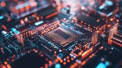 Obraz premium Close-up of a microprocessor on a circuit board 