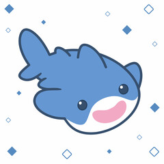 Cute Happy Whale Cartoon illustration Sticker emote Clip Art
