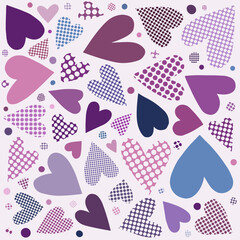 Soft Valentine Hearts with Polka Dots and Circles