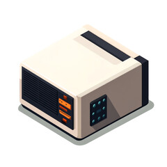 Retro isometric illustration of a vintage projector.