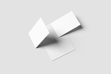 TRIFOLD LANDSCAPE BROCHURE ISOLATED ON GREY BACKGROUND