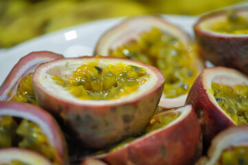 passion fruit or Passiflora edulis or Passionfruit