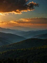 Obraz premium Solar eclipse over the mountains.