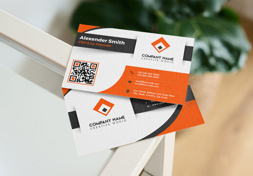 Two Business Card Displayed in a Modern Office. Front reverse option