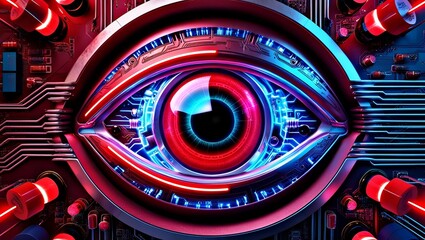 Obraz premium high-tech futuristic circuit board similar to the eye