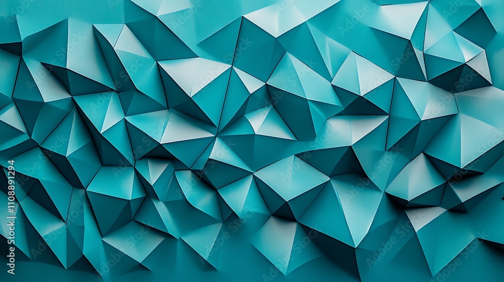 Poster a sleek abstract geometric background in teal, featuring a bold triangle pattern, evoking a sense of