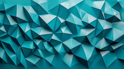 Obraz premium A sleek abstract geometric background in teal, featuring a bold triangle pattern, evoking a sense of structure and movement with sharp, crisp lines