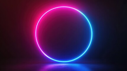 Obraz premium A glowing neon circle against a dark background, creating a futuristic ambiance.
