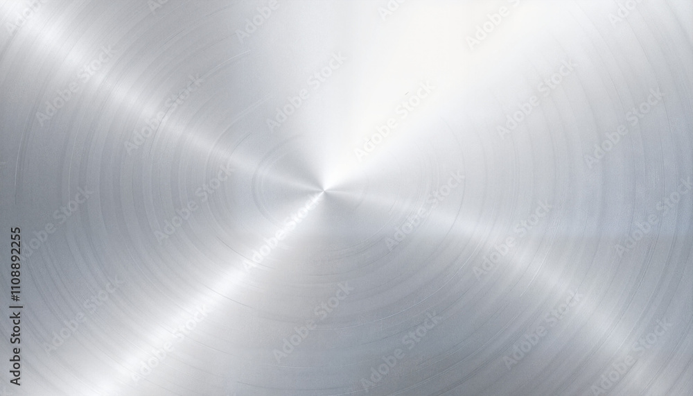 Poster abstract silver metal texture with smooth circular patterns, suitable for copy space