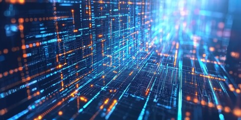 Obraz premium Digital network with glowing nodes and lines
