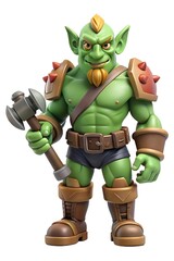3D Fantasy Green Alien with Weapon