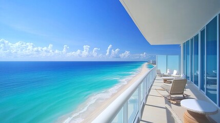 Fototapeta premium New architecture apartment balcony view direct ocean view 