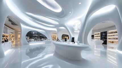 Modern and Minimalist White Interior Design in a Retail Store