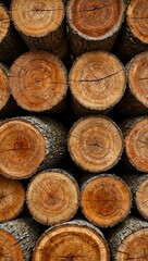 Fototapeta premium Stack of autumn brown firewood logs.